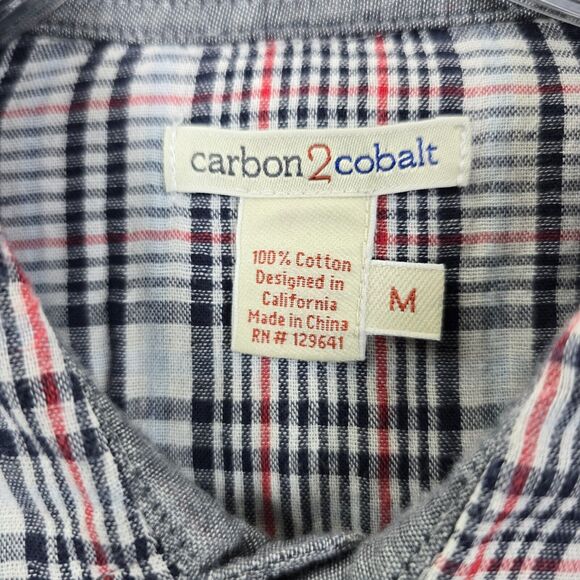 CARBON2COBALT Shirt Men's Gray Plaid Check Button Up Shirt Size M - Picture 5 of 10